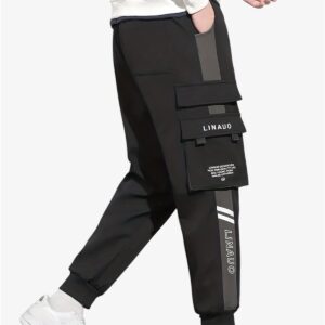 LINAUO Street Mode Black Cargo Pants